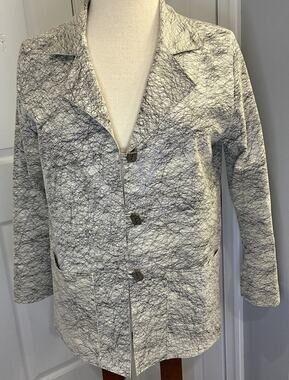 Vintage Y2K Mack & Mack Jacket Blazer Women XS White Black Scribble Line Artsy